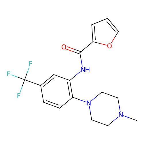 N-[2-(4-methylpiperazin-1-yl)-5-(trifluoromethyl)phenyl]furan-2-carboxamide structure