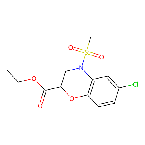 ethyl 6-chloro-4-(methylsulfonyl)-3,4-dihydro-2H-1,4-benzoxazine-2-carboxylate structure