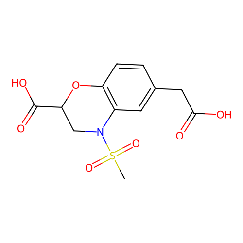 6-(carboxymethyl)-4-(methylsulfonyl)-3,4-dihydro-2H-1,4-benzoxazine-2-carboxylic acid structure