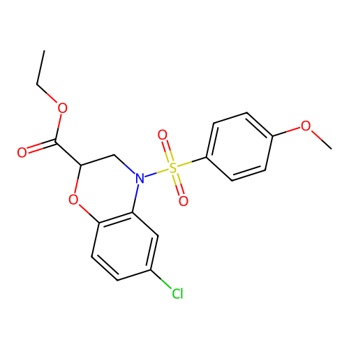 ethyl 6-chloro-4-[(4-methoxyphenyl)sulfonyl]-3,4-dihydro-2H-1,4-benzoxazine-2-carboxylate structure