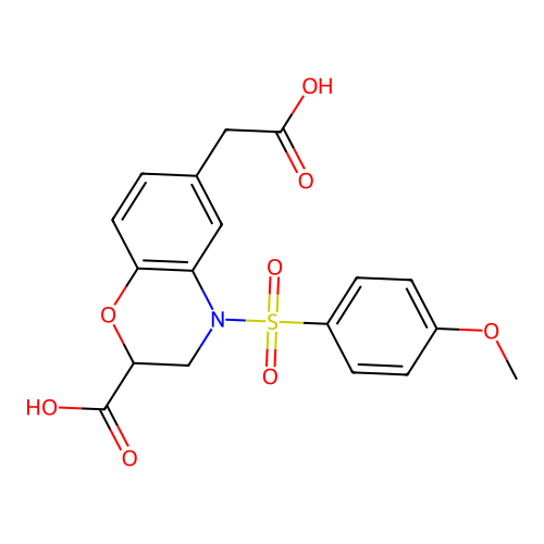 6-(carboxymethyl)-4-[(4-methoxyphenyl)sulfonyl]-3,4-dihydro-2H-1,4-benzoxazine-2-carboxylic acid structure