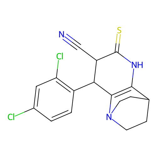 3-(2,4-dichlorophenyl)-5-sulfanylidene-1,6-diazatricyclo[6.2.2.0^{2,7}]dodec-2(7)-ene-4-carbonitrile structure