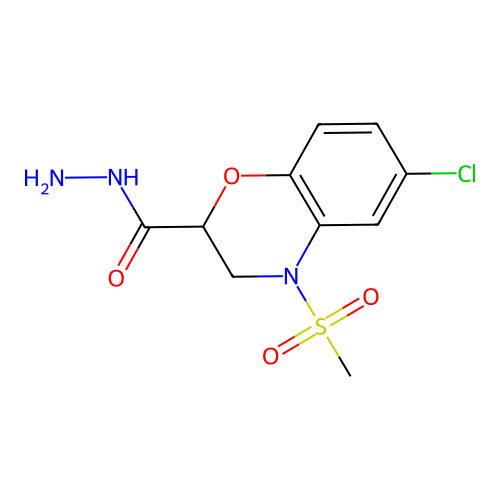 6-chloro-4-(methylsulfonyl)-3,4-dihydro-2H-1,4-benzoxazine-2-carbohydrazide structure