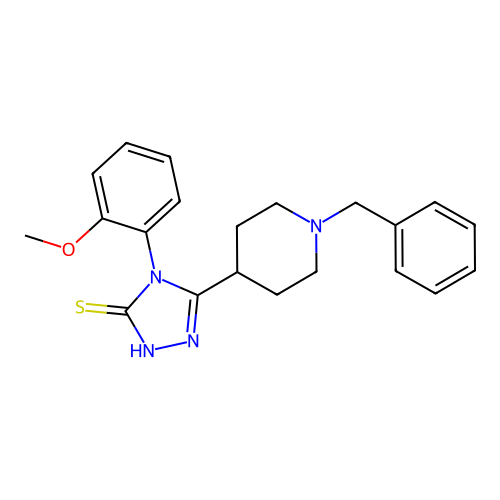 5-(1-benzyl-4-piperidinyl)-4-(2-methoxyphenyl)-4H-1,2,4-triazol-3-ylhydrosulfide structure