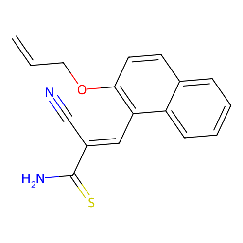 2-Cyano-3-[2-(prop-2-en-1-yloxy)naphthalen-1-yl]prop-2-enethioamide structure