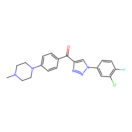 [1-(3-chloro-4-fluorophenyl)-1H-1,2,3-triazol-4-yl][4-(4-methylpiperazino)phenyl]methanone structure