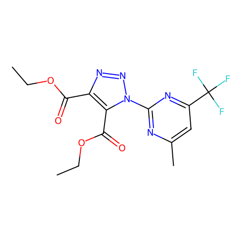 diethyl 1-[4-methyl-6-(trifluoromethyl)-2-pyrimidinyl]-1H-1,2,3-triazole-4,5-dicarboxylate structure