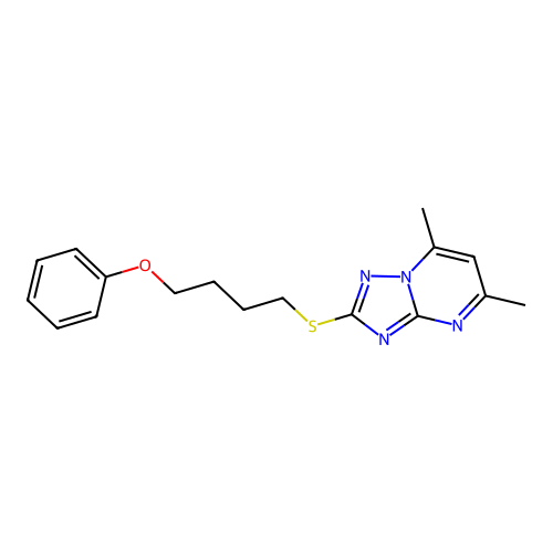5,7-Dimethyl-2-[(4-phenoxybutyl)sulfanyl][1,2,4]triazolo[1,5-a]pyrimidine structure