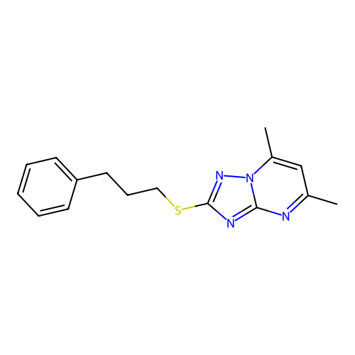 5,7-Dimethyl-2-[(3-phenylpropyl)sulfanyl][1,2,4]triazolo[1,5-a]pyrimidine structure