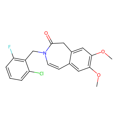 3-(2-chloro-6-fluorobenzyl)-7,8-dimethoxy-1,3-dihydro-2H-3-benzazepin-2-one structure