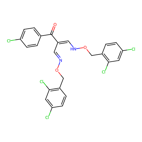 1-(4-chlorophenyl)-3-[(2,4-dichlorophenyl)methoxyamino]-2-[(2,4-dichlorophenyl)methoxyiminomethyl]prop-2-en-1-one structure