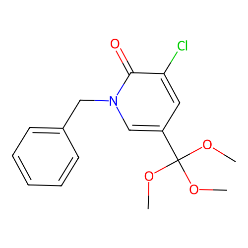 1-benzyl-3-chloro-5-(trimethoxymethyl)-2(1H)-pyridinone structure