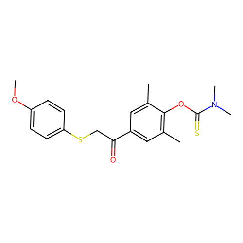 O-(4-{2-[(4-methoxyphenyl)sulfanyl]acetyl}-2,6-dimethylphenyl) N,N-dimethylcarbamothioate structure