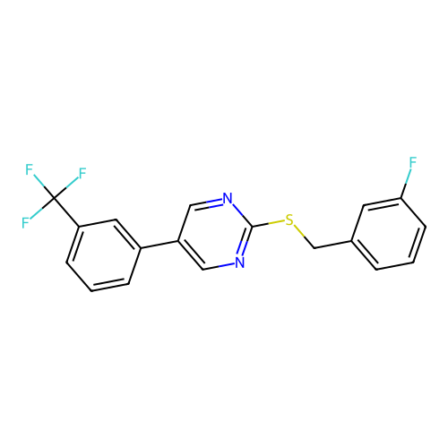 3-Fluorobenzyl 5-[3-(trifluoromethyl)phenyl]-2-pyrimidinyl sulfide structure