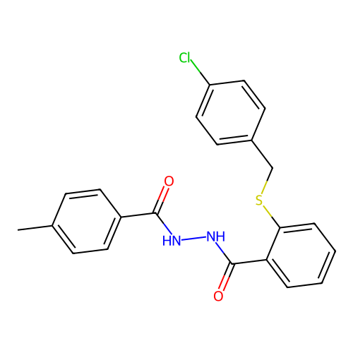 2-[(4-chlorobenzyl)sulfanyl]-N'-(4-methylbenzoyl)benzenecarbohydrazide structure