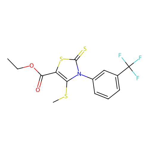 ethyl 4-(methylsulfanyl)-2-thioxo-3-[3-(trifluoromethyl)phenyl]-2,3-dihydro-1,3-thiazole-5-carboxylate structure