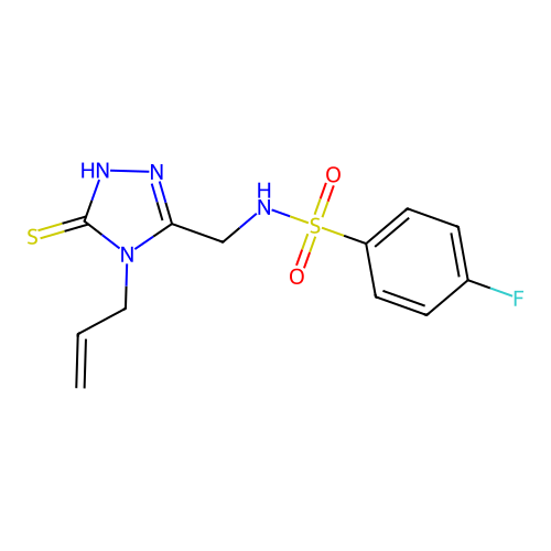 N-[(4-allyl-5-sulfanyl-4H-1,2,4-triazol-3-yl)methyl]-4-fluorobenzenesulfonamide structure