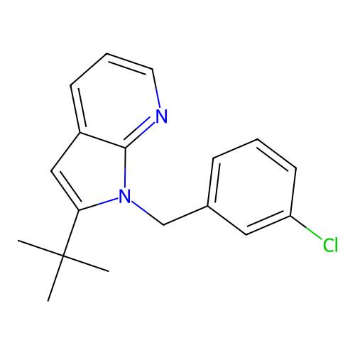 2-(tert-butyl)-1-(3-chlorobenzyl)-1H-pyrrolo[2,3-b]pyridine structure