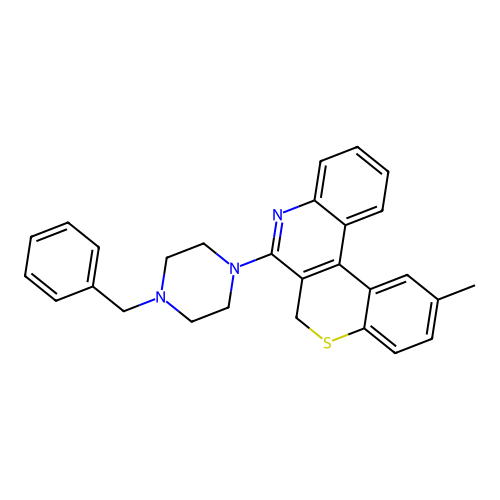 7-(4-benzylpiperazino)-2-methyl-6H-thiochromeno[3,4-c]quinoline structure