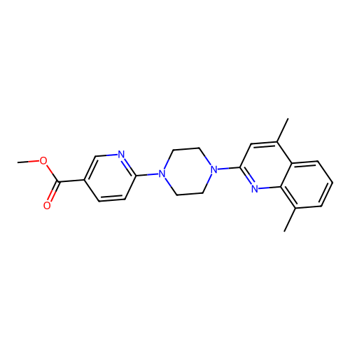 Methyl 6-[4-(4,8-dimethyl-2-quinolinyl)piperazino]nicotinate structure