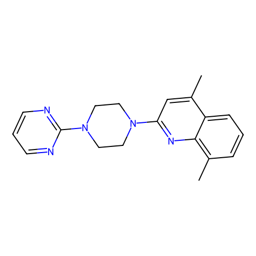 4,8-Dimethyl-2-[4-(2-pyrimidinyl)piperazino]quinoline structure