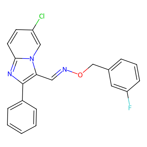 1-(6-chloro-2-phenylimidazo[1,2-a]pyridin-3-yl)-N-[(3-fluorophenyl)methoxy]methanimine structure