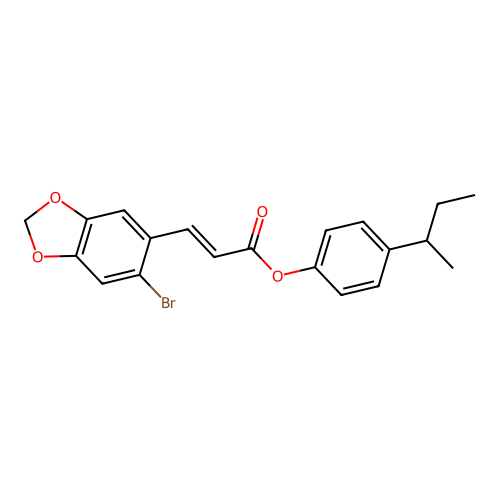 (4-Butan-2-ylphenyl) 3-(6-bromo-1,3-benzodioxol-5-yl)prop-2-enoate structure