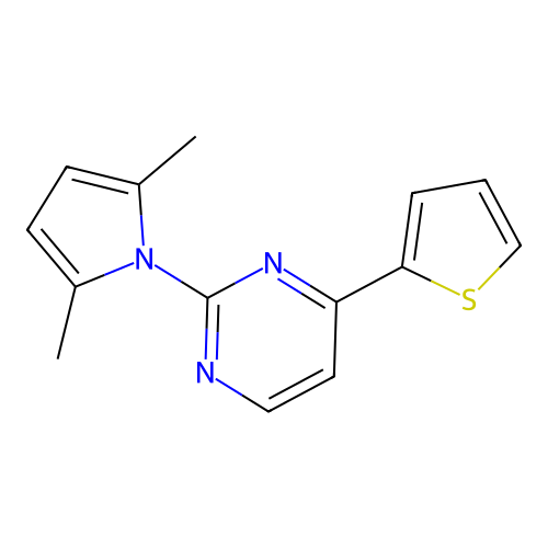 2-(2,5-dimethyl-1H-pyrrol-1-yl)-4-(2-thienyl)pyrimidine structure