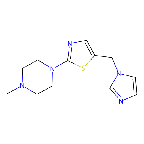 1-[5-(1H-imidazol-1-ylmethyl)-1,3-thiazol-2-yl]-4-methylpiperazine structure