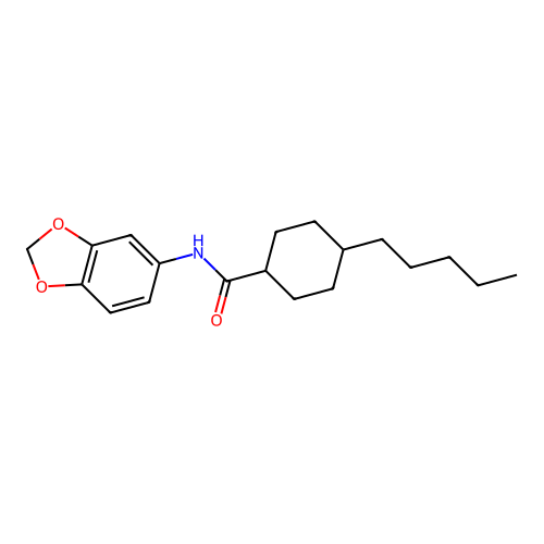 N-(1,3-benzodioxol-5-yl)-4-pentylcyclohexanecarboxamide structure