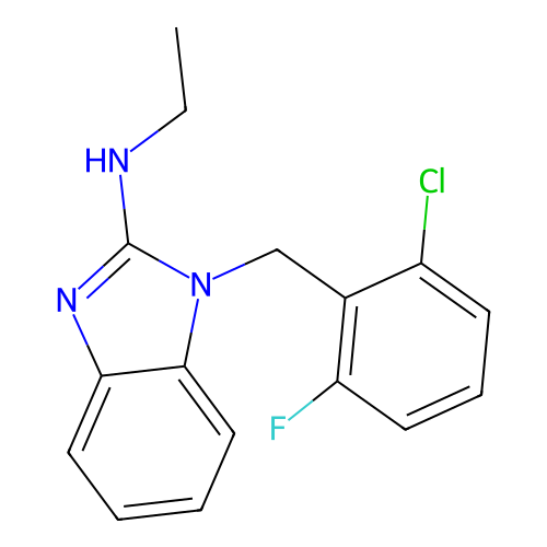 N-[1-(2-chloro-6-fluorobenzyl)-1H-1,3-benzimidazol-2-yl]-N-ethylamine structure