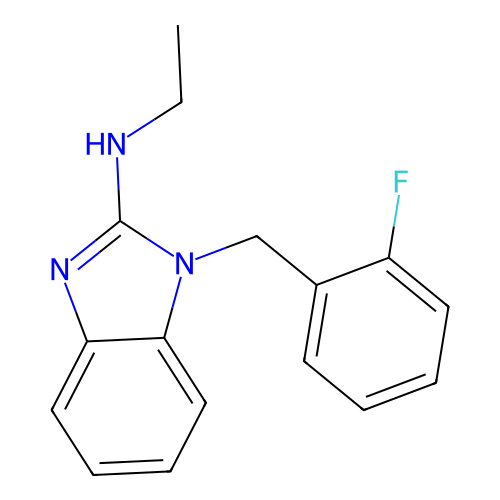 N-ethyl-1-(2-fluorobenzyl)-1H-1,3-benzimidazol-2-amine structure