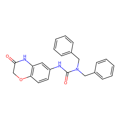 N,N-dibenzyl-N'-(3-oxo-3,4-dihydro-2H-1,4-benzoxazin-6-yl)urea structure