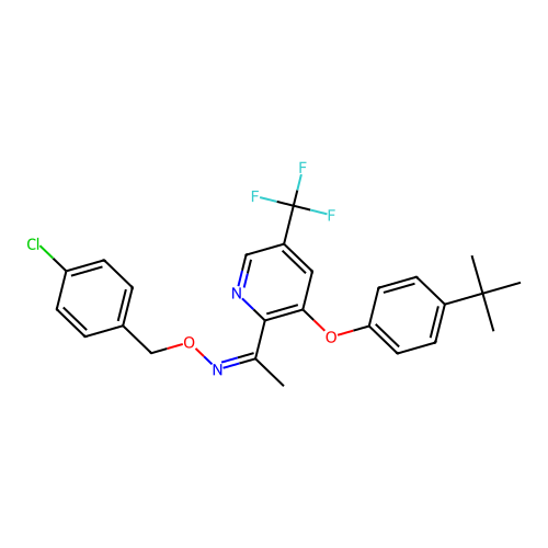 1-[3-(4-tert-butylphenoxy)-5-(trifluoromethyl)pyridin-2-yl]-N-[(4-chlorophenyl)methoxy]ethanimine structure