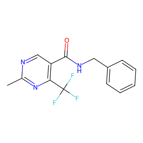 N-benzyl-2-methyl-4-(trifluoromethyl)pyrimidine-5-carboxamide structure