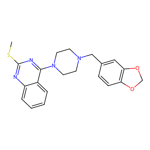 4-[4-(1,3-Benzodioxol-5-ylmethyl)piperazino]-2-(methylsulfanyl)quinazoline structure