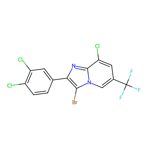 3-bromo-8-chloro-2-(3,4-dichlorophenyl)-6-(trifluoromethyl)imidazo[1,2-a]pyridine structure