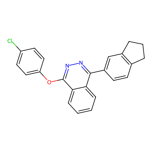 1-(4-chlorophenoxy)-4-(2,3-dihydro-1H-inden-5-yl)phthalazine structure