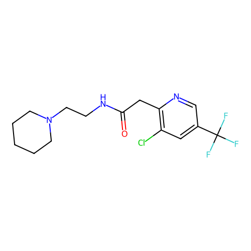 2-[3-chloro-5-(trifluoromethyl)-2-pyridinyl]-N-(2-piperidinoethyl)acetamide structure