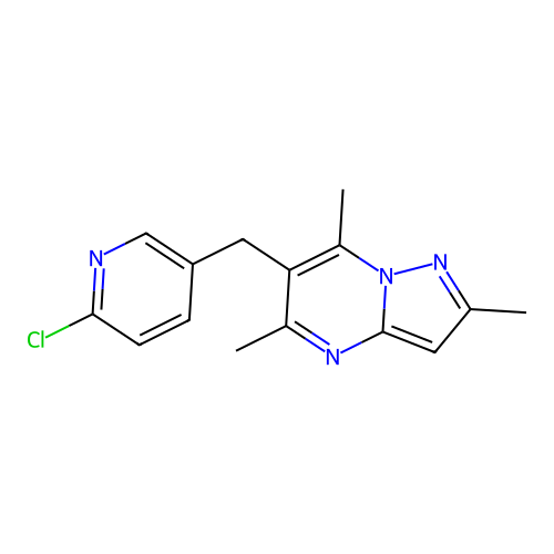 6-[(6-Chloro-3-pyridinyl)methyl]-2,5,7-trimethylpyrazolo[1,5-a]pyrimidine structure