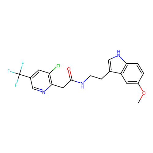 2-[3-chloro-5-(trifluoromethyl)pyridin-2-yl]-N-[2-(5-methoxy-1H-indol-3-yl)ethyl]acetamide structure