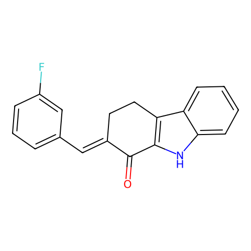 2-[(3-fluorophenyl)methylidene]-2,3,4,9-tetrahydro-1H-carbazol-1-one structure