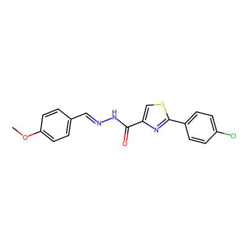 2-(4-chlorophenyl)-N'-[(E)-(4-methoxyphenyl)methylidene]-1,3-thiazole-4-carbohydrazide structure