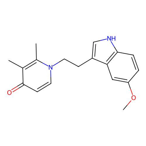 1-[2-(5-methoxy-1H-indol-3-yl)ethyl]-2,3-dimethyl-4(1H)-pyridinone structure