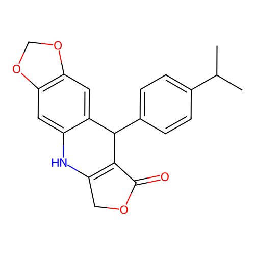 9-(4-isopropylphenyl)-6,9-dihydro[1,3]dioxolo[4,5-g]furo[3,4-b]quinolin-8(5H)-one structure