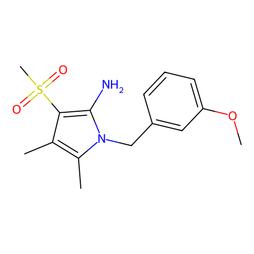 1-(3-methoxybenzyl)-4,5-dimethyl-3-(methylsulfonyl)-1H-pyrrol-2-amine structure