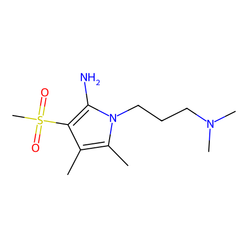 1-[3-(dimethylamino)propyl]-4,5-dimethyl-3-(methylsulfonyl)-1H-pyrrol-2-amine structure