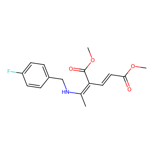 Dimethyl 4-{1-[(4-fluorobenzyl)amino]ethylidene}-2-pentenedioate structure