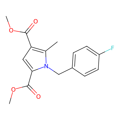 dimethyl 1-(4-fluorobenzyl)-5-methyl-1H-pyrrole-2,4-dicarboxylate structure