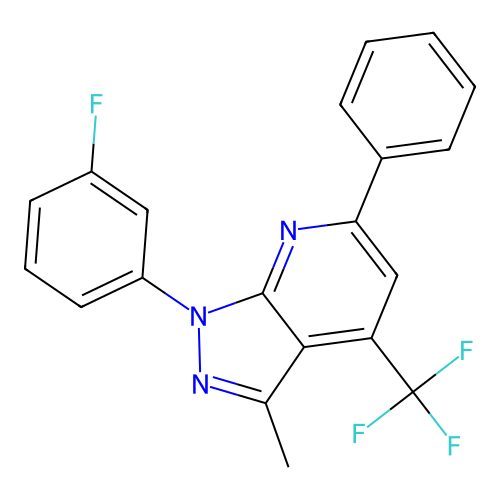 1-(3-fluorophenyl)-3-methyl-6-phenyl-4-(trifluoromethyl)-1H-pyrazolo[3,4-b]pyridine structure
